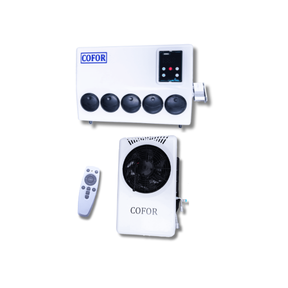 Clima móvil KM9600RMS para montaje en techo, con potencia de 10,000 BTU y diseño robusto.